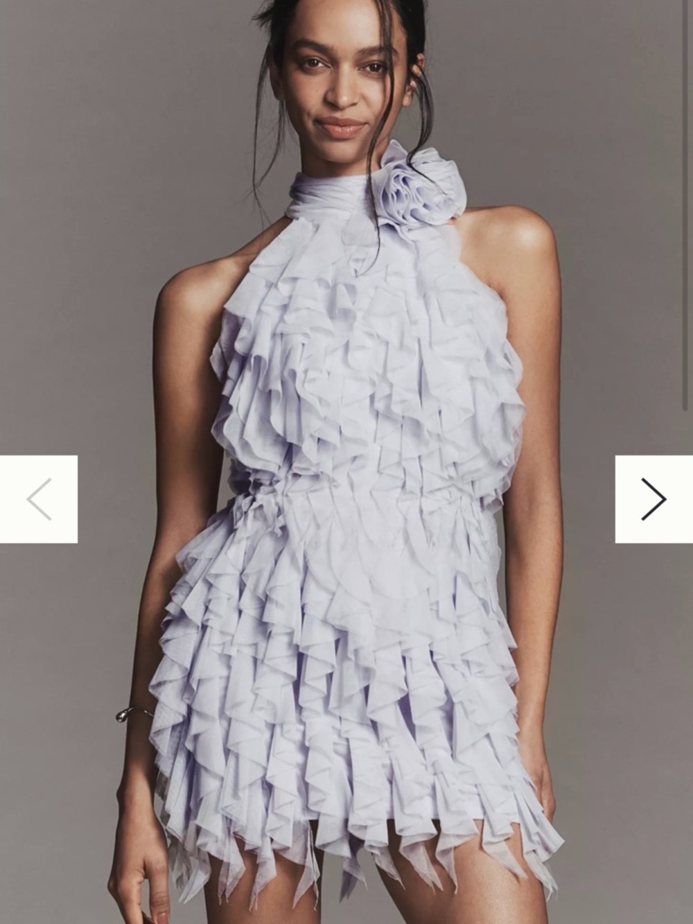 Anthropologie Lilac Ruffle Halter Mini Dress